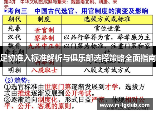 足协准入标准解析与俱乐部选择策略全面指南