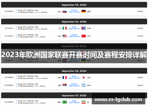 2023年欧洲国家联赛开赛时间及赛程安排详解